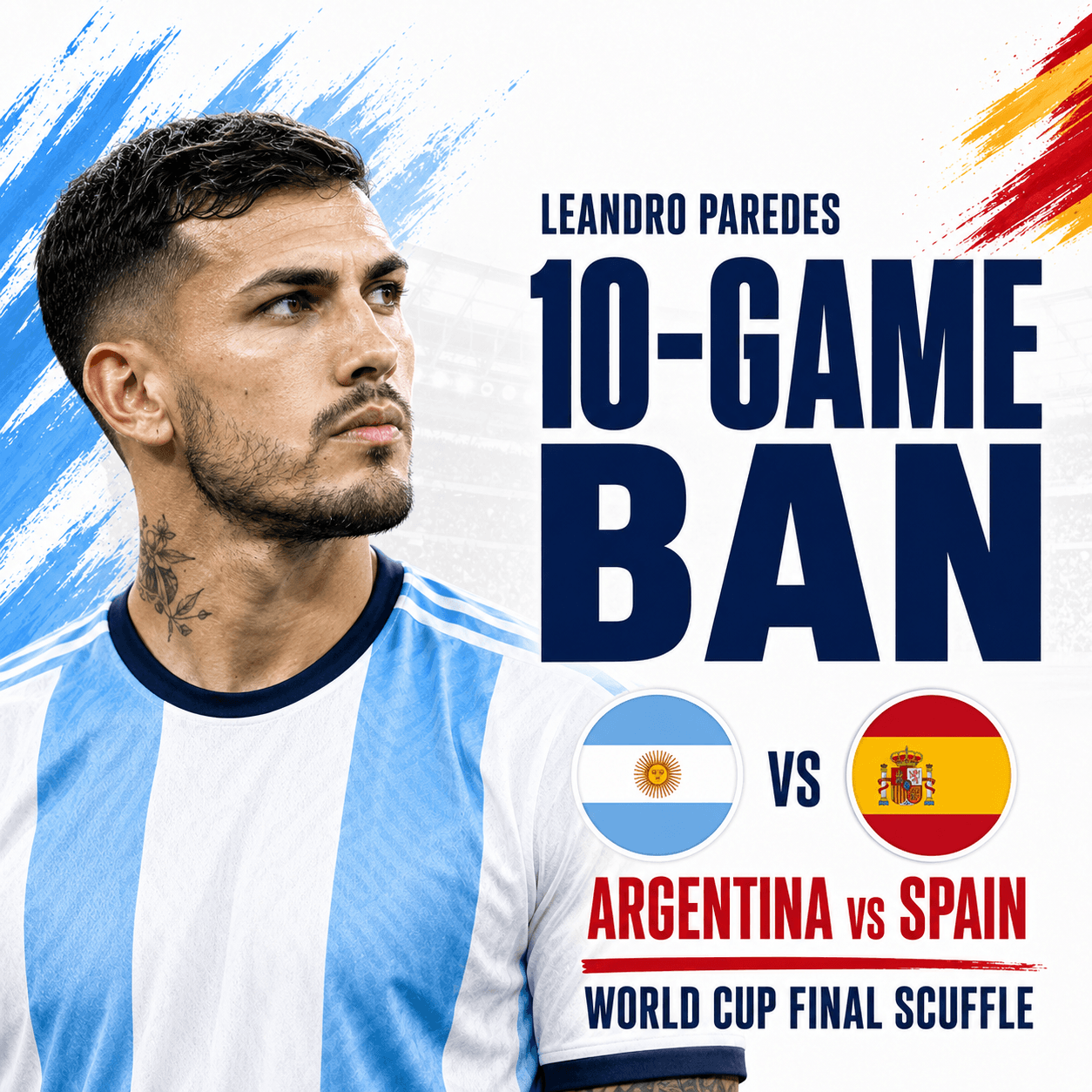 Leandro Paredes Handed 10-Game Ban After Argentina–Spain World Cup Final Scuffle